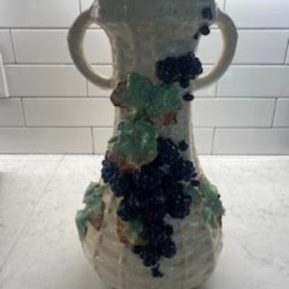 Vintage 3 Dimensional Hand Painted Grape Vase, 15.50"h - Picture 2 of 10